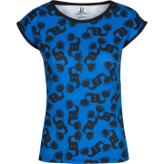 Blue Black All Over Dancing Print Slim F - T-shirts - 
