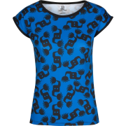 Blue Black All Over Dancing Print Slim F - T-shirt - 