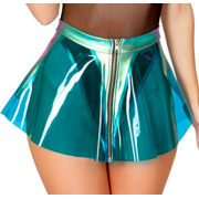 Blue Green Holo Vinyl Mini Skirt - Personas - 