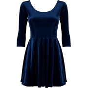 Blue Velvet Skater Dress - ワンピース・ドレス - 