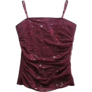 Bordeaux Red Sparkly Tank Top - Майки - 