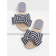 Bow Decor Striped Sandals - Sandals - $21.00 