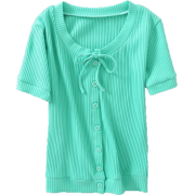 Bow knot Buttoned Short-Sleeve T-Shirt - Košulje - kratke - $25.99  ~ 165,10kn