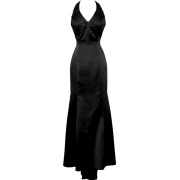 Bridal Satin Beaded Halter Gown Holiday Wedding Dress Black - Dresses - $59.99 