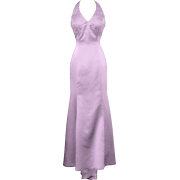 Bridal Satin Beaded Halter Gown Holiday Wedding Dress Lavender - Dresses - $59.99 