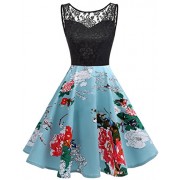 Bridesmay 1950s Vintage Lace Rockabilly Cocktail Dress Floral Tank Flared Dress - Vestidos - $39.99  ~ 34.35€