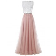 Bridesmay Long Tull Two Piece Prom Dress Bridesmaid Sleeveless Party Dress - Dresses - $239.99 