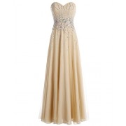 Bridesmay Long Tulle Sweetheart Prom Dress Beaded Bridesmaid Evening Dress - Dresses - $109.99 
