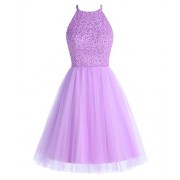 Bridesmay Short Tulle Beading Homecoming Dress Keyhole Bridesmaid Prom Dress - ワンピース・ドレス - $249.99  ~ ¥28,136