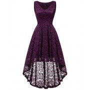 Bridesmay Women Vintage High Low Sleeveless Floral Lace Cocktail Party Swing Dress - sukienki - $39.99  ~ 34.35€