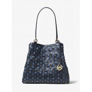 Brooklyn Large Leather And Denim Tote - Hand bag - $548.00 