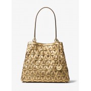 Brooklyn Large Metallic Leather And Canvas Tote - Hand bag - $548.00 