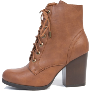 Brown Lace Up Ankle Boots - Čizme - 