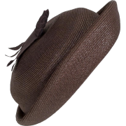 Brown Straw breton hat 1940s - Klobuki - 