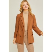 Brown Woven Solid Vertigo Blazer - Jacket - coats - $49.50 