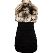 Brush Stroke Floral Satin Sleeveless Blouse Top With Crystals Junior Plus Size Mocha/Black - Dresses - $22.99 