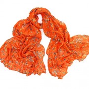 Butterfly Print Womens Long Cotton Scarf Light Weight Scarf Orange - Scarf - $18.00 