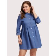 Button Front Denim Dress - Modni dodaci - $17.00  ~ 107,99kn