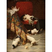 CARL REICHERT dog painting pre1918 - Životinje - 