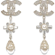 CHANEL crystal & pearl earrings - Uhani - 