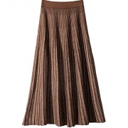 CHARTOU Women's Winter Reversible Stretchy Waist Knitted A Line Pleated Midi Skirt - Skirts - $37.99 