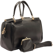 CIERRA Classic Black Top Double Handle Doctor Style Barrel Satchel Tote Shopper Bowling Handbag Purse Shoulder Bag - Hand bag - $33.50 