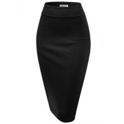 CLOVERY Women's Casual Elastic High Waist Band Fabric Ofiice Pencil Skirt - Skirts - $15.99 