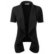 CLOVERY Women's Lightweight Short Sleeve Open Front Office Blazer - Shirts - kurz - $23.99  ~ 20.60€