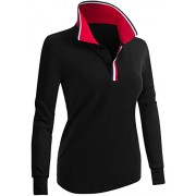 CLOVERY Women's Polo Shirts Point Collar Design Long Sleeve - 长袖T恤 - $9.99  ~ ¥66.94