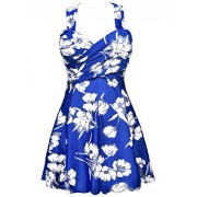 COCOPEAR Women's Elegant Crossover One Piece Swimdress Floral Skirted Swimsuit(FBA) - Röcke - $30.99  ~ 26.62€