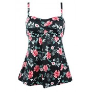 COCOSHIP Vintage Floral Ruched Twist Swim Top Retro Modest Skirted Tankinis(FBA) - Swimsuit - $21.99 