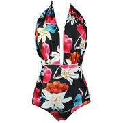 COCOSHIP Vintage One Piece Backless Bather Swimsuit High Waisted Pin Up Swimwear(FBA) - Swimsuit - $24.99 