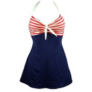 COCOSHIP Vintage Sailor Pin up Swimsuit Retro One Piece Skirtini Cover up Swimdress(FBA) - Swimsuit - $29.99 