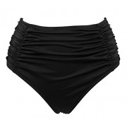 COCOSHIP Women's Black High Waisted Bikini Bottom Side Ruching Bikini Swim Brief(FBA) - Swimsuit - $14.99 