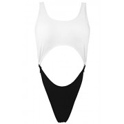 COCOSHIP Women's Cut Out One Piece Bather Swimsuit Side Ring Link High Cut Swimwear(FBA) - Swimsuit - $19.99 
