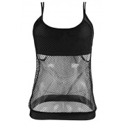 COCOSHIP Women's Double Up Swim Top Retro Mesh Patchwork Padding Cover Up Tankinis(FBA) - 水着 - $15.99  ~ ¥1,800