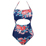 COCOSHIP Women's Middle Cutout Floral Swimsuit One Piece Padding Straps Back Maillot(FBA) - Kostiumy kąpielowe - $19.99  ~ 17.17€