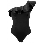 COCOSHIP Women's One Piece Flounce Tiered One Shoulder Bather Swimsuit Ruffled Bonded Pin Up Swimwear(FBA) - Kostiumy kąpielowe - $26.99  ~ 23.18€