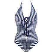 COCOSHIP Women's One Piece Lace Up Straps Front Bather Reversible Swimsuit Low Cut Backless Swimwear(FBA) - Kostiumy kąpielowe - $23.99  ~ 20.60€