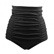 COCOSHIP Women's Retro High Waisted Bikini Bottom Ruched Swim Short Tankinis(FBA) - Swimsuit - $14.99 