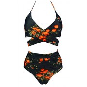 COCOSHIP Women's Ruching High Waist Bikini Set Cross Wrap Push up Top Tie Back Bathing Swimsuit(FBA) - Badeanzüge - $26.99  ~ 23.18€