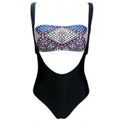 COCOSHIP Women's Slings High Waist Bikini Set Bandeau Top Cut Out High Leg Bathing Swimsuit(FBA) - Swimsuit - $19.99 