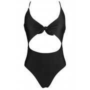 COCOSHIP Women's Tie Front One Piece Bather Swimsuit Vintage High Waist Cut Out Swimwear(FBA) - Kopalke - $18.99  ~ 16.31€