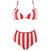 COCOSHIP Women's Vintage High Waist Two Piece Bikini Set Push up Top Clips Back Bathing Swimsuit(FBA) - Kopalke - $17.99  ~ 15.45€