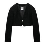 CROPPED TEXTURED BLAZER - Jacket - coats - $49.90 