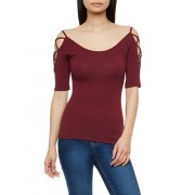 Caged Sleeve Basic Top - Top - $5.99  ~ 5.14€