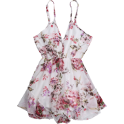 Cami Floral Chiffon Holiday Romper  - Pullover - 