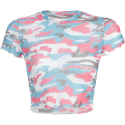 Camouflage T-shirt umbilical sexy top - Košulje - kratke - $17.99  ~ 114,28kn