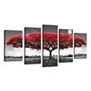 Canvas Wall Art 5parts Big Tree Red Leaf - Fondo - $49.90  ~ 42.86€