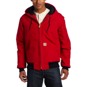 Carhartt Men's Duck Active Jac - Quilted Flannel Lined Red - Jacket - coats - $59.99 